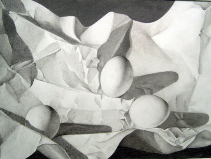 Value Study Eggs on White Paper